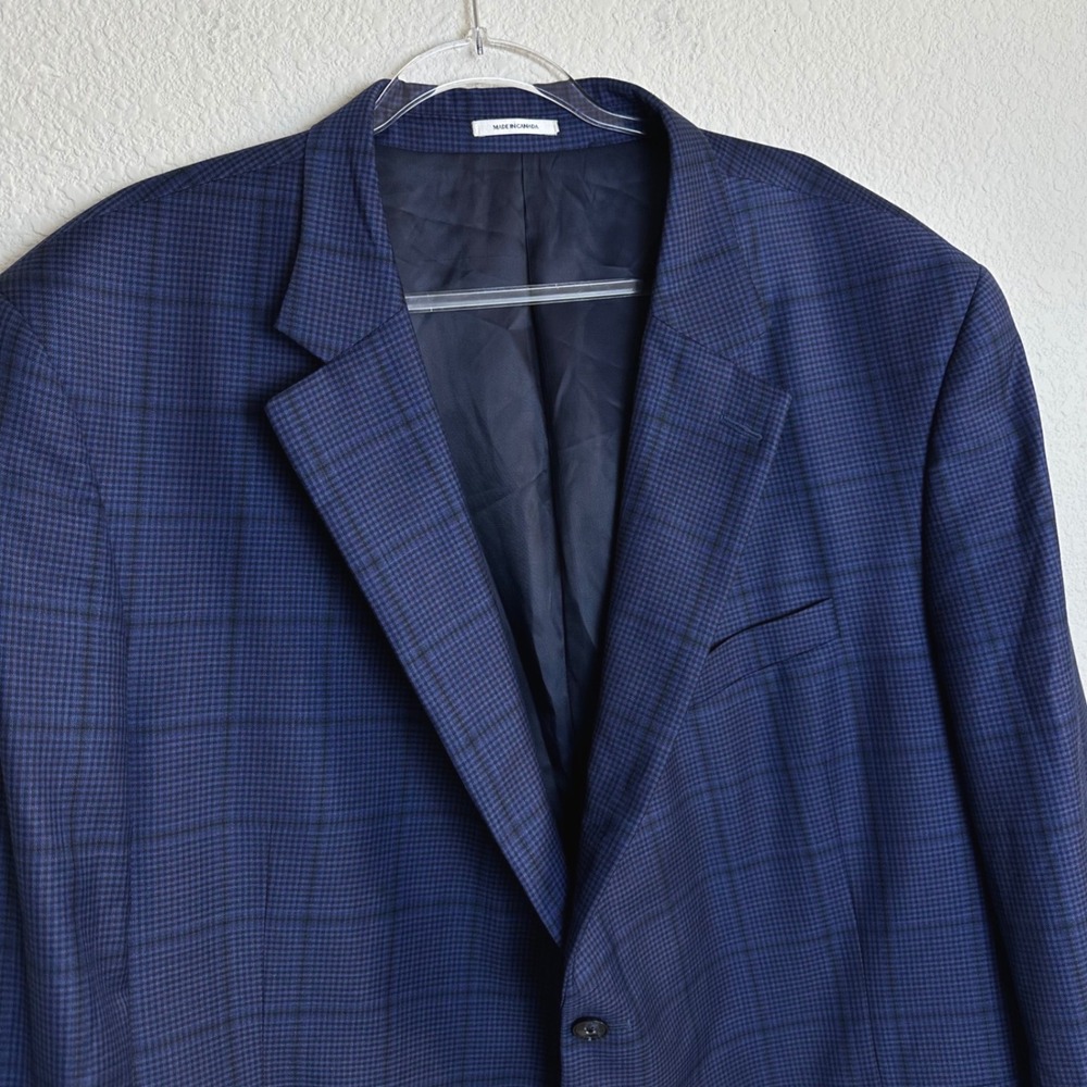 Peter Millar Mens 54R Blue Plaid 100% Wool 2 Button Sport Coat Blazer Canada